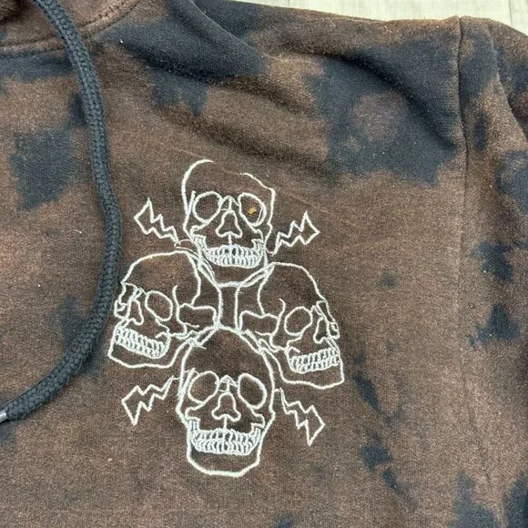 ✅ Womens S Chemistry Bleached Graphic Hoodie Skulls Positive Energy Time Is Now - Picture 4 of 14